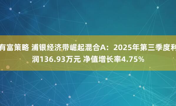 有富策略 浦银经济带崛起混合A：2025年第三季度利润136.93万元 净值增长率4.75%